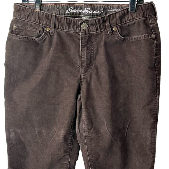 EDDIE BAUER Women's Slightly Curvy Straight Leg Indigo Brown‎ Jeans Sz  8 - Picture 2 of 7